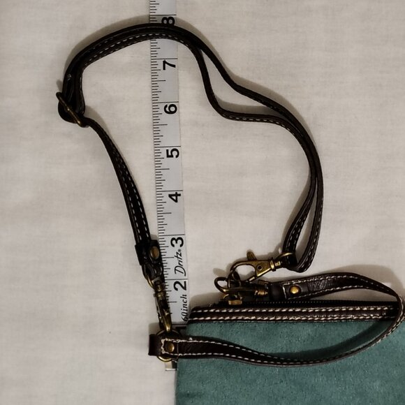 Chala Turquois Green Floral Embroidered Wristlet Zip Adjustable Shoulder Strap - Picture 13 of 15